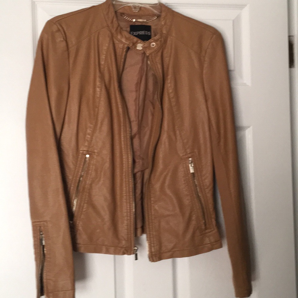 Express leather moto tan/brown jacket.